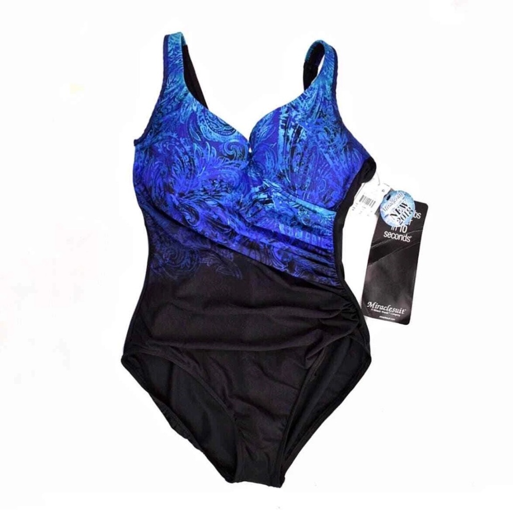 Miracle Blue and Black One Piece Swimwear Sleek Athletic Design